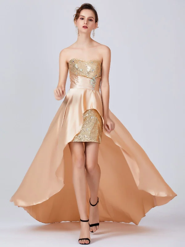 Sequined Long Tail Bridesmaid Dress A-Line Day Work
