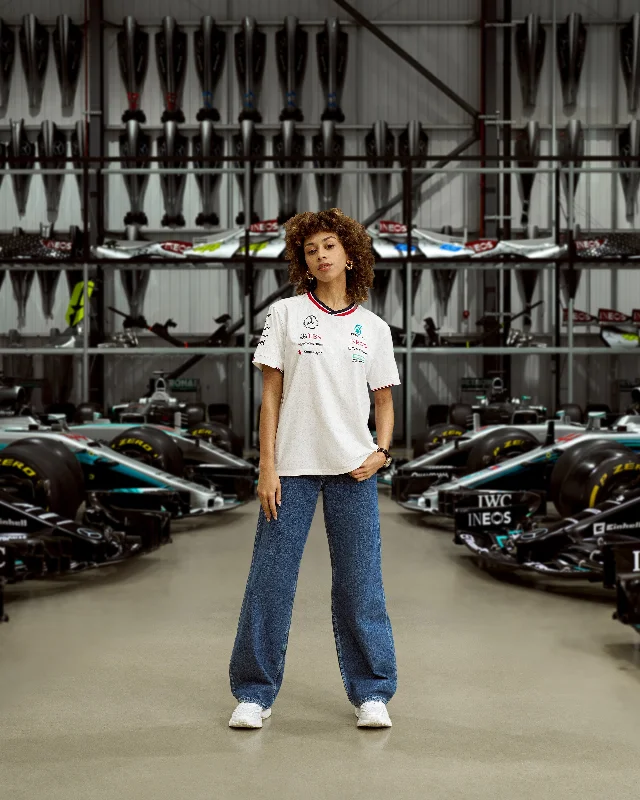 Womens 2024 Team Driver Tee White Print Jacquard Patchwork