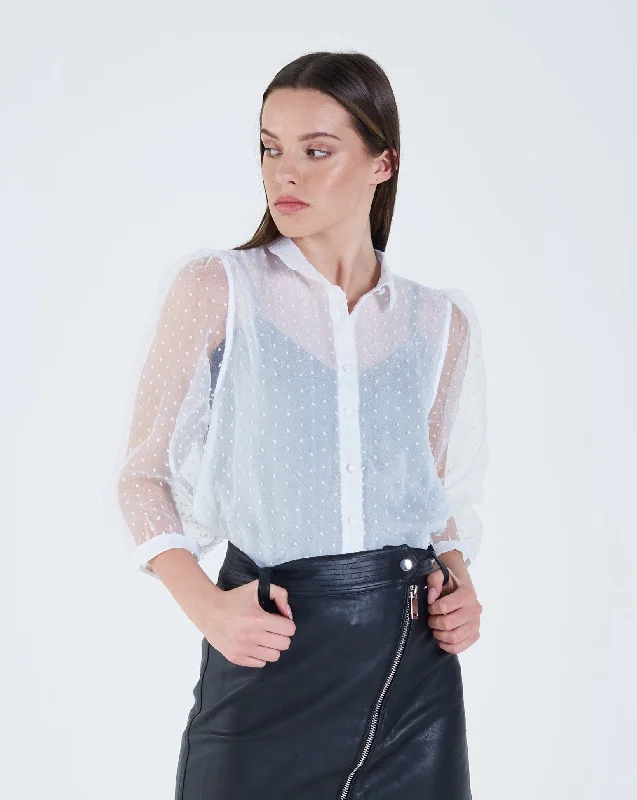 Wyatt Blouse Optic White Feminine Ruffle Blouse