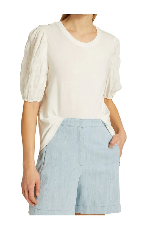 Rails Liza Tee In White Off-Shoulder Wrap Blouse