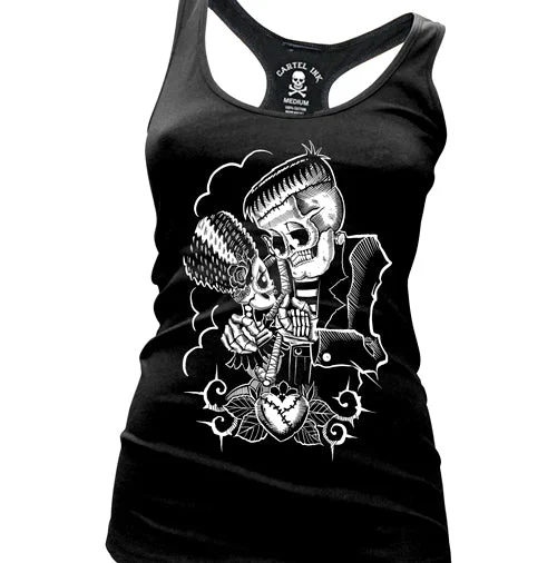 Monster Love Women's Racer Back Tank Top lime green tank