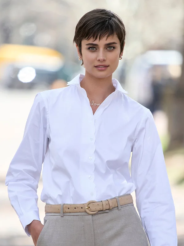 Natasha Cotton Shirt Satin Bow Blouse