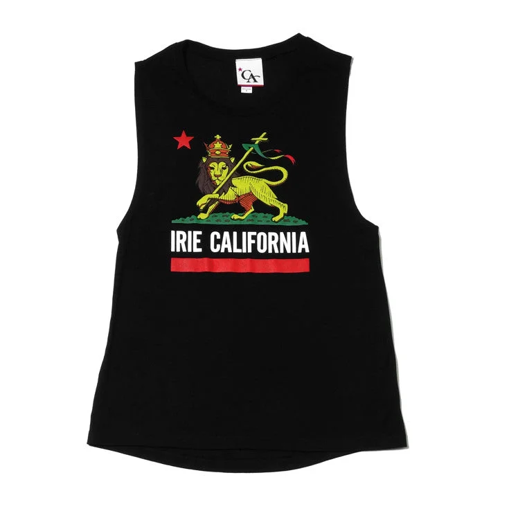 Womens Cali Lion Tank Top Black high neck tank