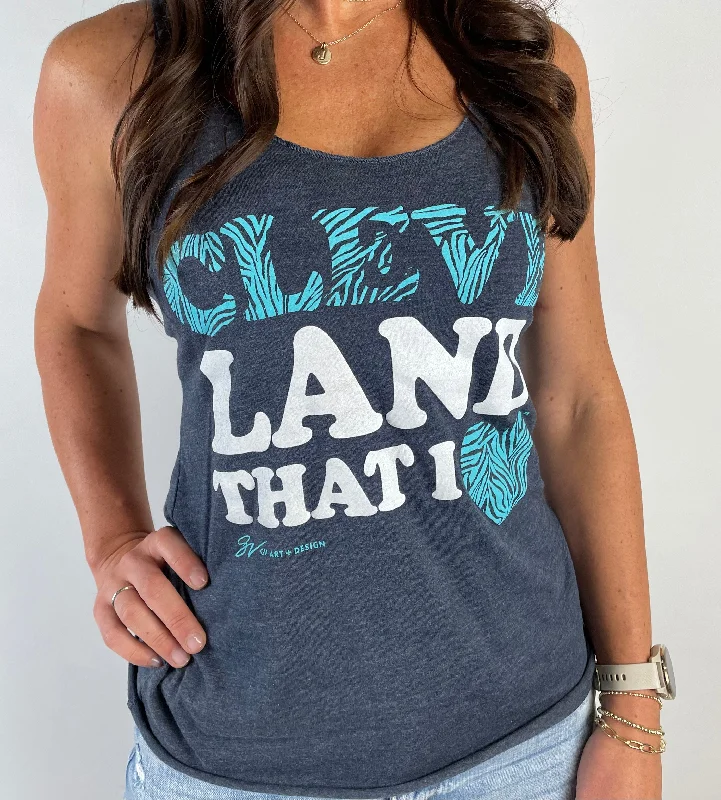 Womens Cleveland That I Love Zebra Print Racerback Tank layering tank top