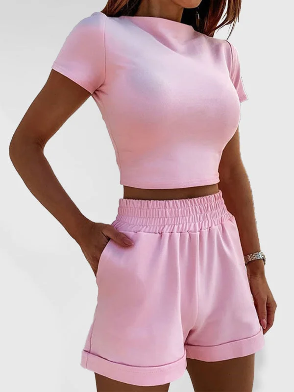 New summer solid color tight sexy fashion casual suit Effortless Pull-On Shorts
