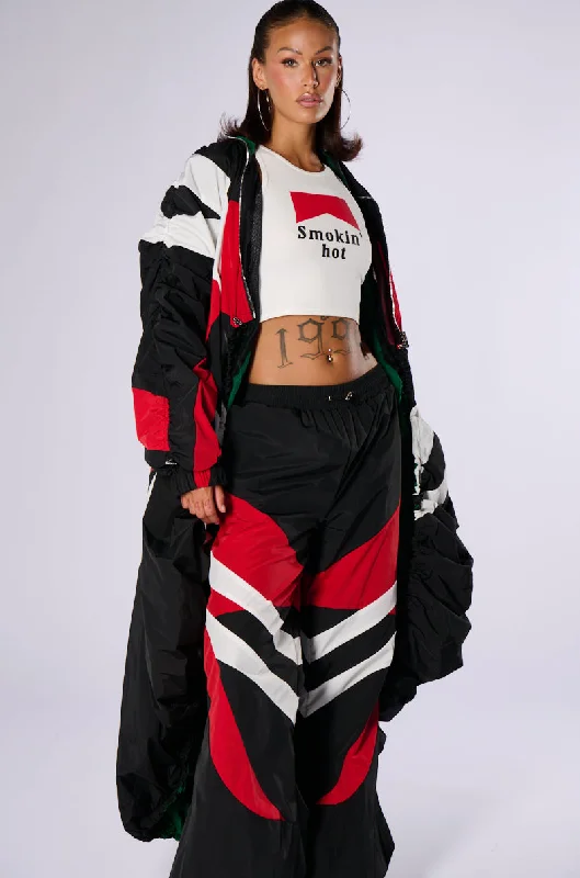 HI LO WINDBREAKER RACER JACKET A-Line Jacket Boat Neck Shawl Collar