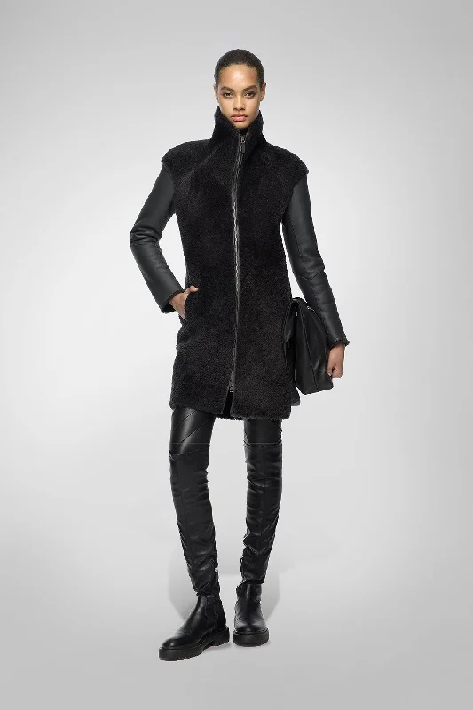 July - Anthracite Shearling Coat Functional Travel Jacket