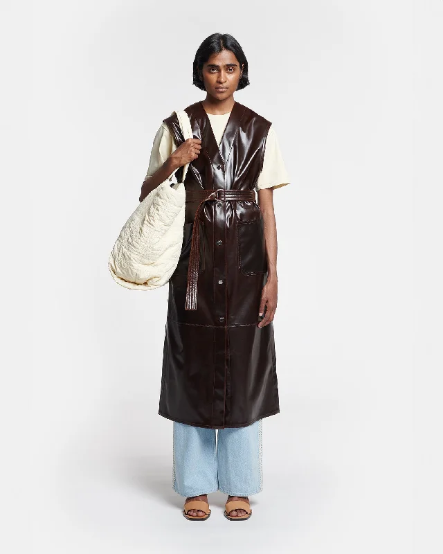 Rainey - Alt Vintage Leather Vest - Dark Brown Classic Trench Coat