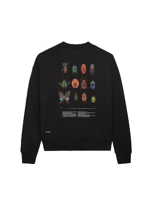 Womens PANGAIA X Levon Biss Entomologist Sweatshirt—black Hoodie with Rolled Sleeves Casual Relaxed