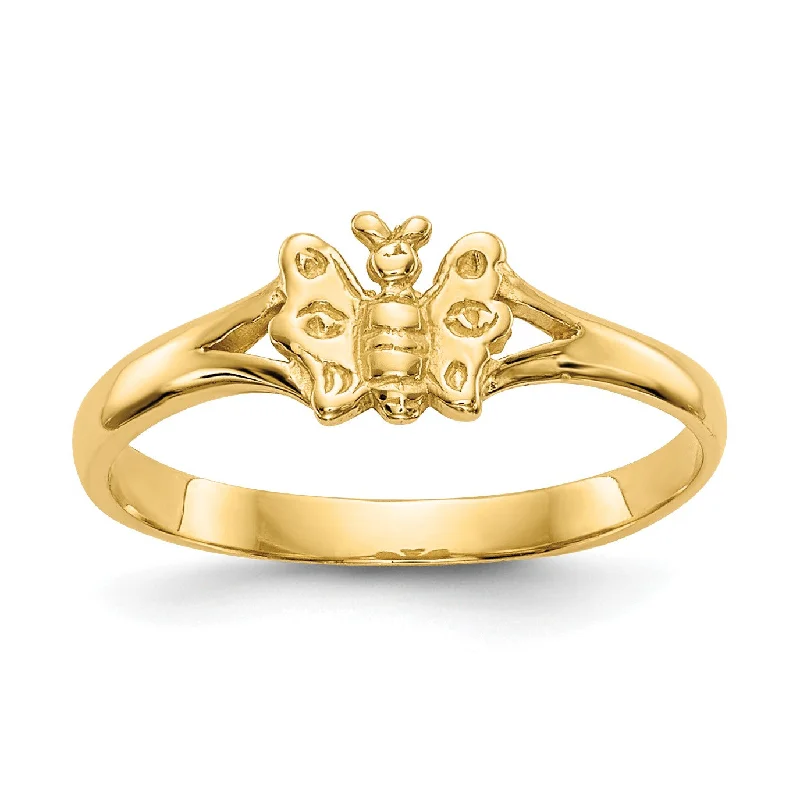 Bestselling Jewelry At Special Promotional Rates 10KT Yellow Gold Butterfly Childrens Ring; Size 2