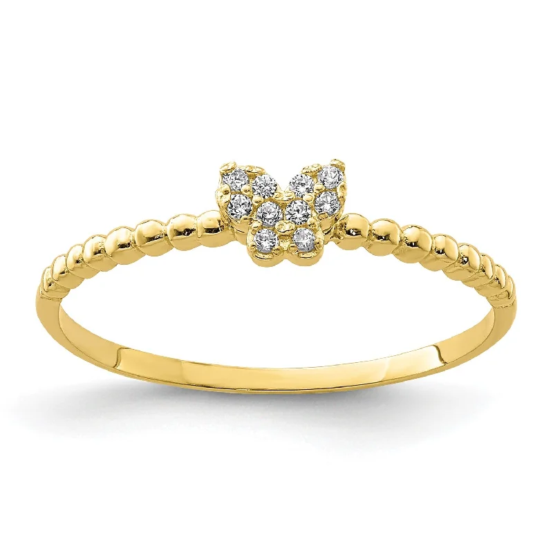 Must-Have Jewelry Pieces At Reduced Prices 10KT Yellow Gold Cubic Zirconia Butterfly Ring; Size 7