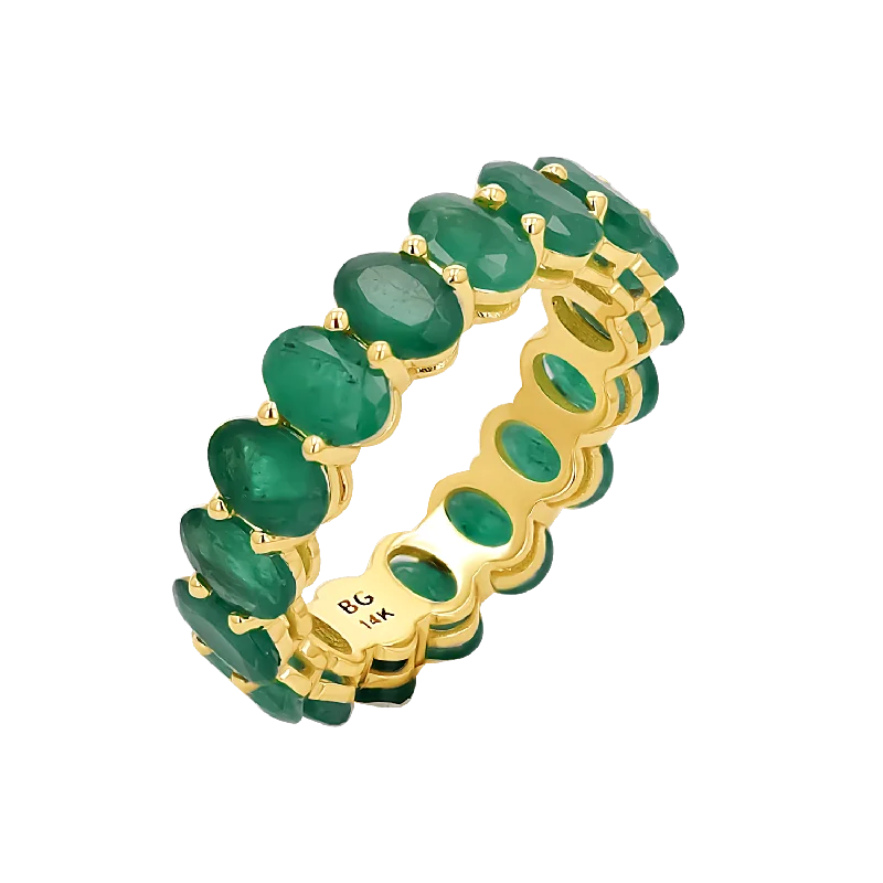 Elegant Designs, Unbeatable Discounts – Shop Jewelry Now Genuine Emerald Oval Eternity Band