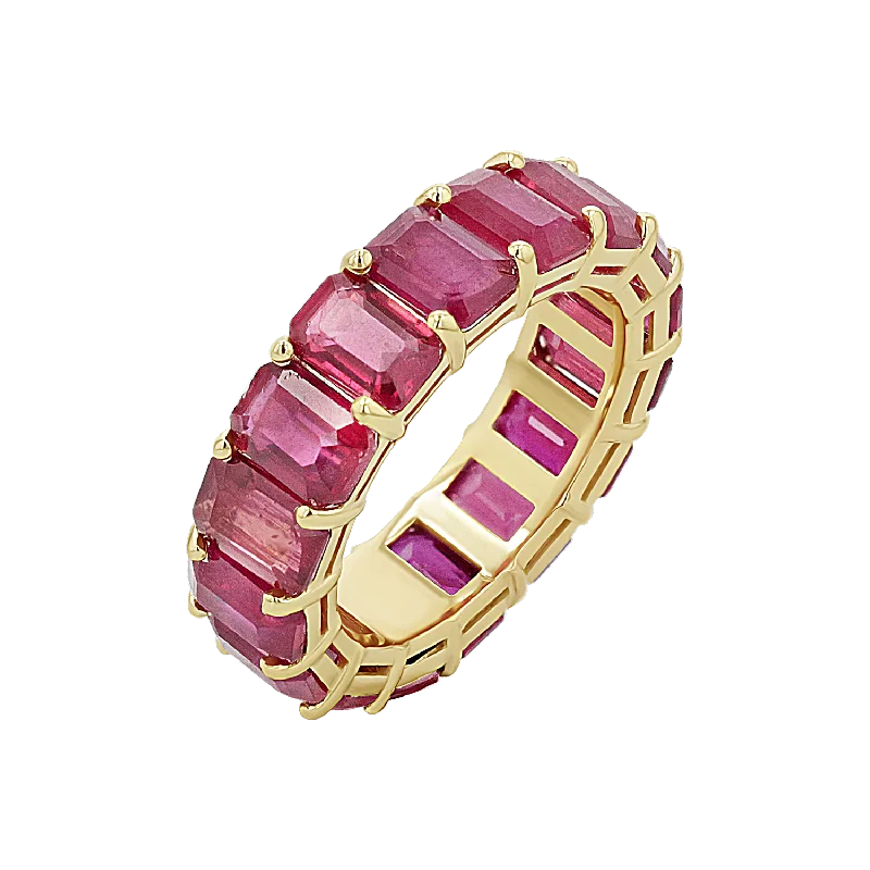Timeless Jewelry Styles At Wallet-Friendly Prices Genuine Ruby Emerald Cut Eternity Ring