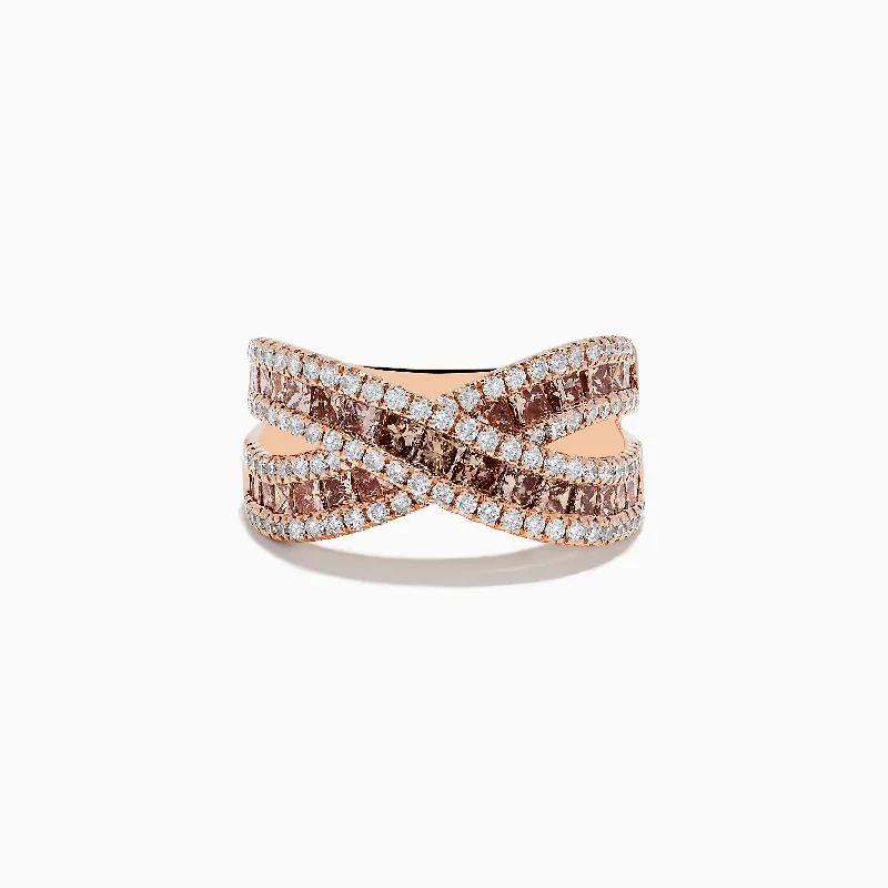 Bestselling Jewelry At Special Promotional Rates 14K Rose Gold Espresso and White DIamond Crossover Ring