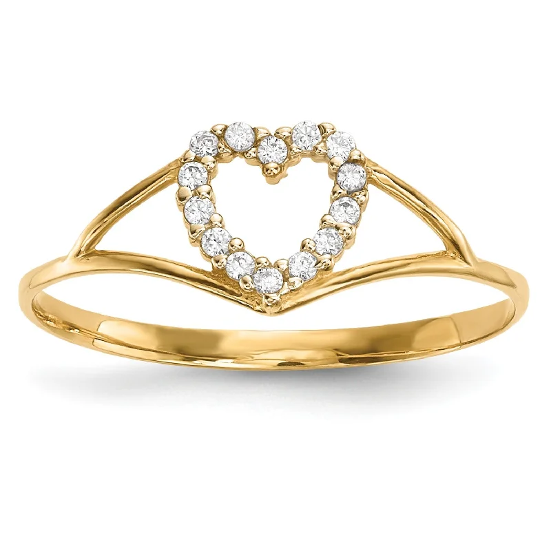 Breathtaking Jewelry At Limited-Time Savings 14KT Yellow Gold Cubic Zirconia Heart Ring; Size 7
