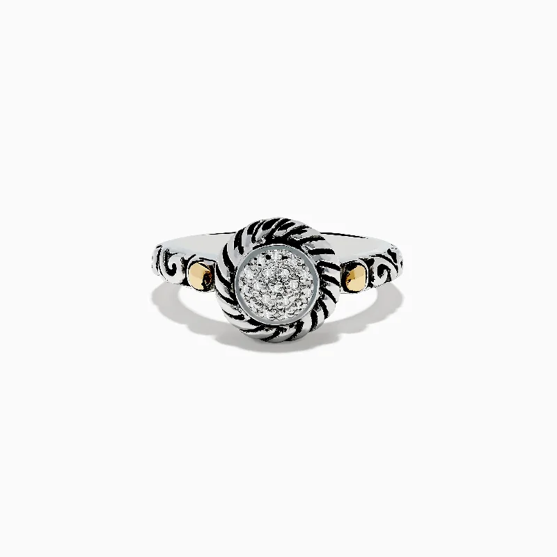 Unique Jewelry For Less – Shop The Sale Now 925 Sterling Silver and 18K Yellow Gold Diamond Ring