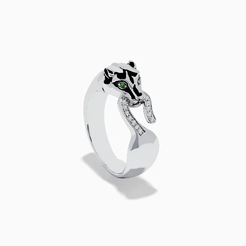 Dazzle With Discounts – Shop Jewelry On Sale 925 Sterling Silver Tsavorite and Diamond Panther Ring