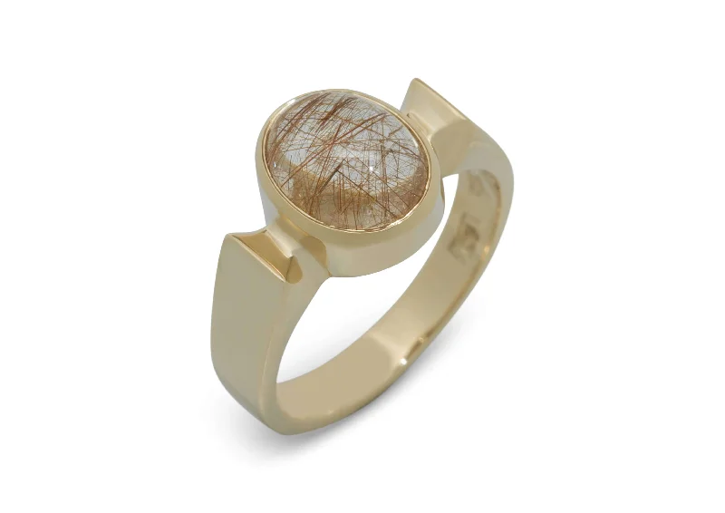 Handcrafted Jewelry Sale – Unique Designs At Low Prices Classic Oval Cabochon Gemstone Ring, Yellow Gold