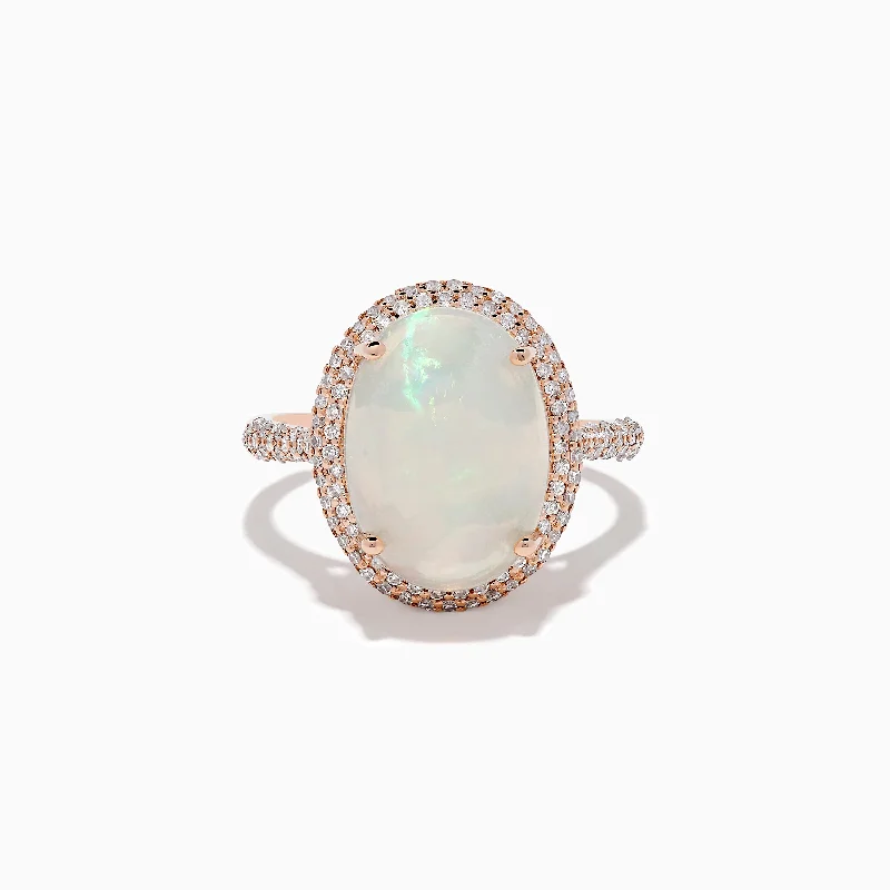 Fashion-Forward Geometric Jewelry For Contemporary Style Aurora 14K Rose Gold Opal and Diamond Ring