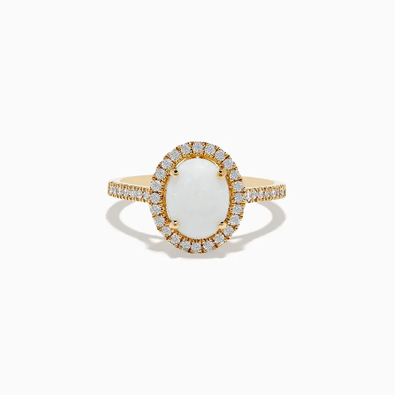 Luxury Meets Affordability – Jewelry Sale Now Live Aurora 14K Yellow Gold Opal and Diamond Ring