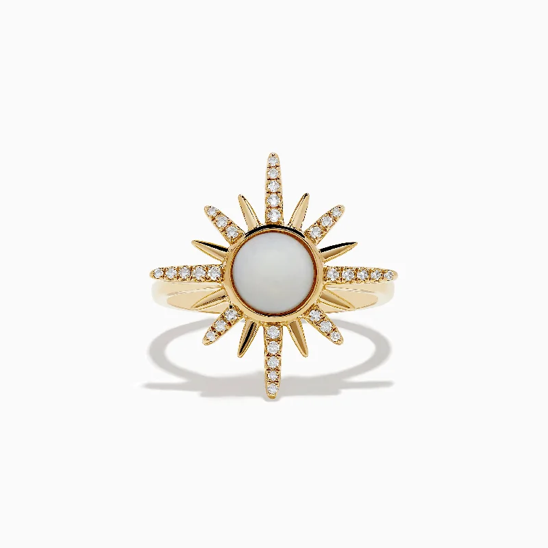 Special Sale On Handcrafted Jewelry – Shop Today Aurora 14K Yellow Gold Opal and Diamond Sunburst Ring