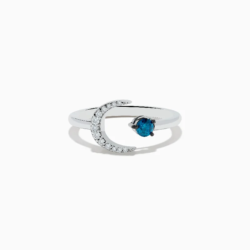 Make Every Moment Shine – Jewelry Discounts Available Bella Bleu 14K White Gold White and Blue Diamond Crescent Moon Ring
