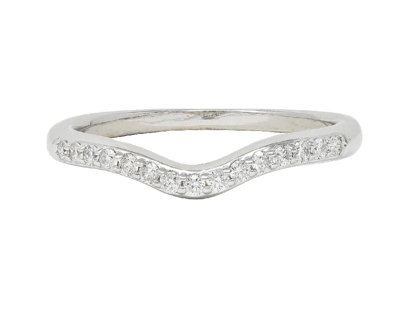 Elegant Jewelry, Exclusive Prices – Shop Now Contemporary Diamond 14 Karat White Gold Contour Wedding Band Ring