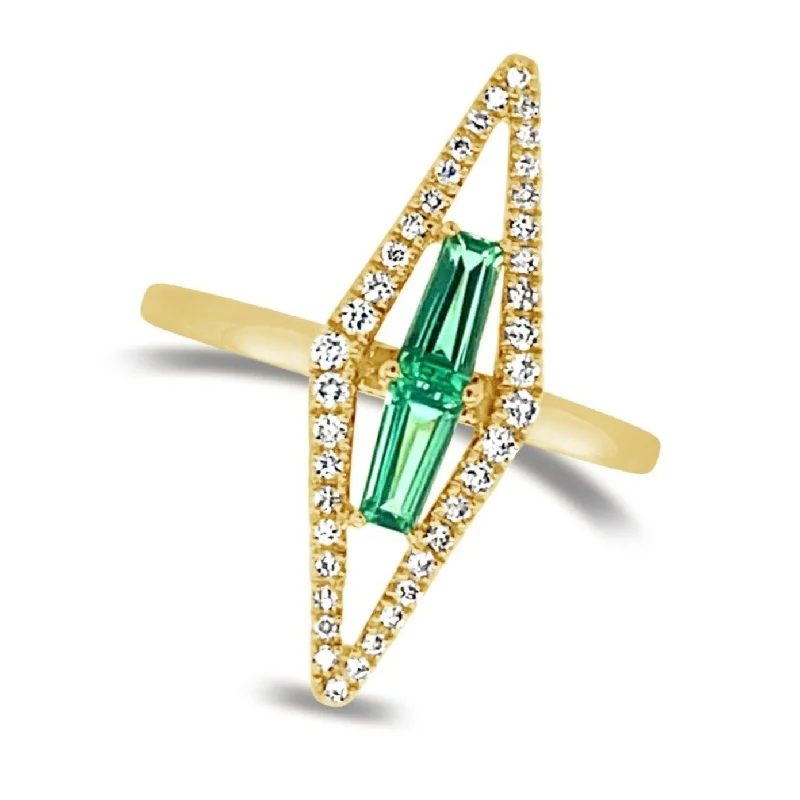 Make Every Moment Shine – Jewelry Discounts Available Contemporary Style Green Quartz and Open Diamond Halo Ring