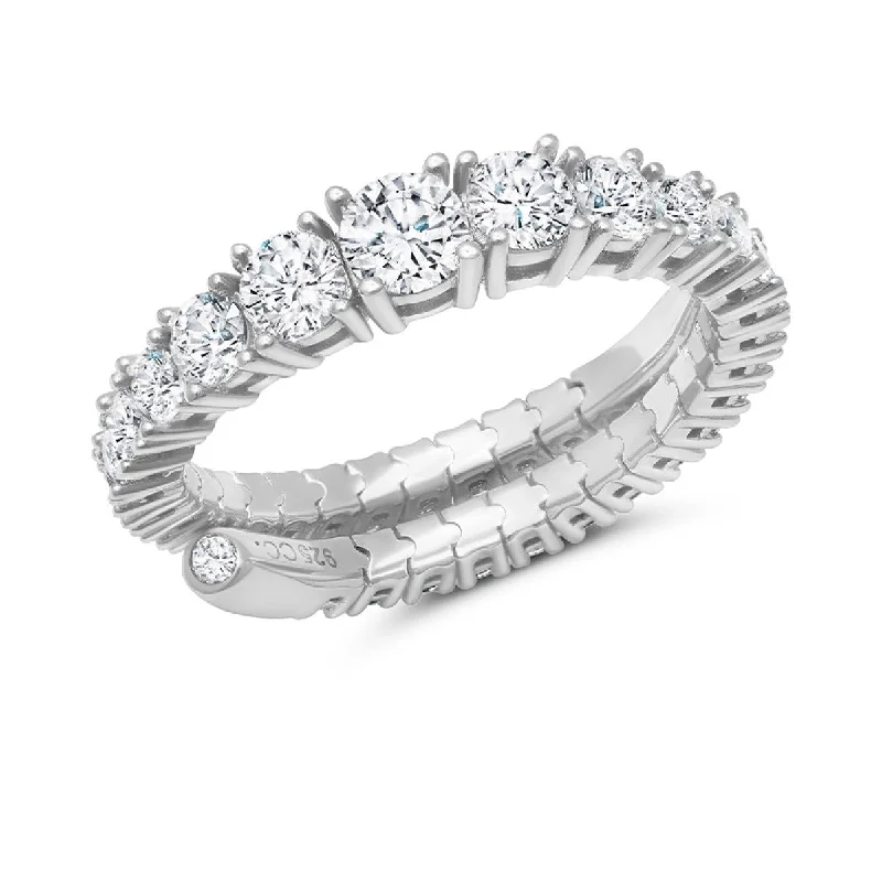 Elegant Necklaces And Bracelets At Limited-Time Offers Crislu Platinum Plated Sterling Silver Cubic Zirconia Graduated Wrap Ring
