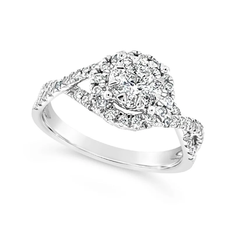 Exclusive Jewelry Offers – Sparkle For Less Diamond Cluster Halo and Crossover Shank Design Ring