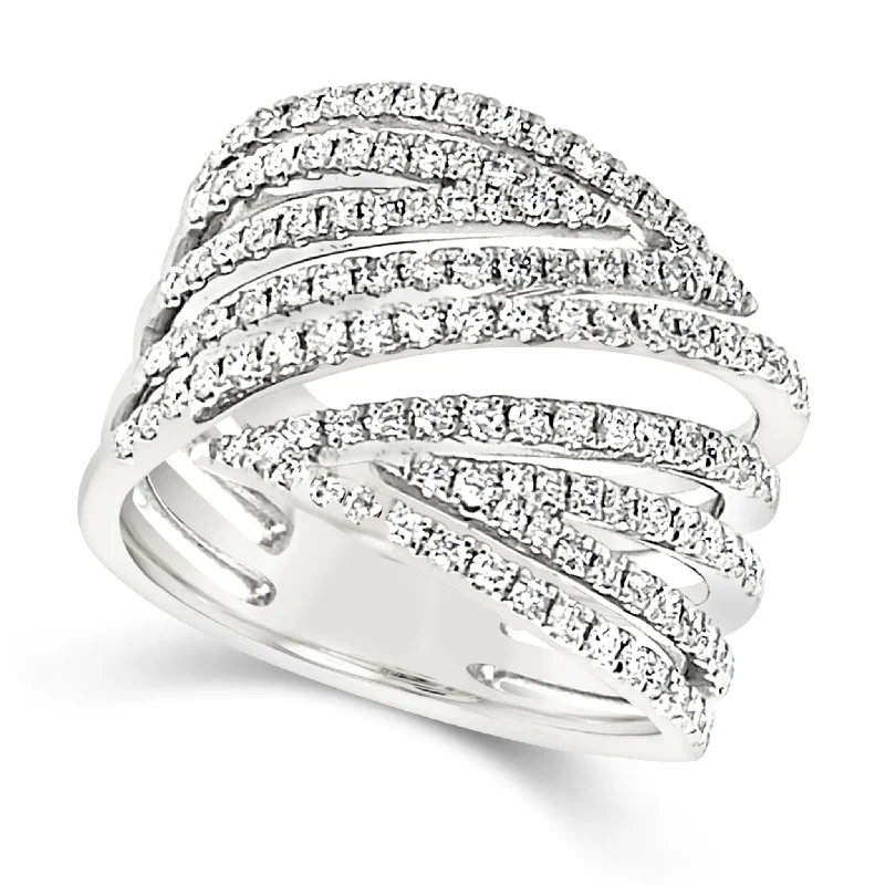 Grab Your Favorite Jewelry At The Lowest Prices Diamond Nine Row Asymmetrical Design Ring