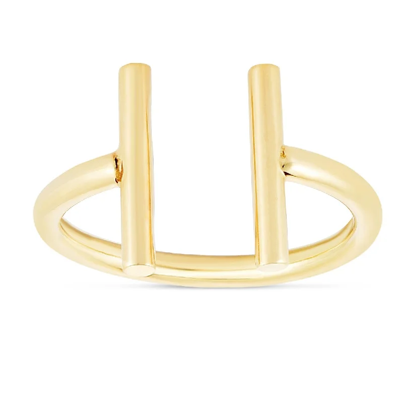 Exclusive Gemstone Jewelry At Special Prices Double Open Bar Ring in 14KT Yellow Gold
