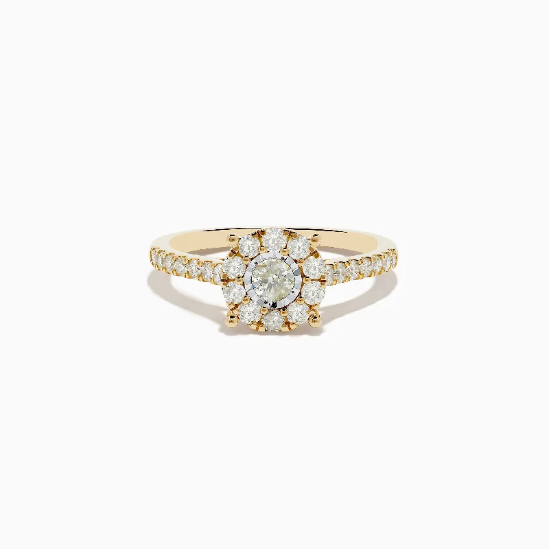 Bestselling Jewelry At Special Promotional Rates Duo 14K Yellow and White Gold Diamond Cluster Ring 0.73 TCW