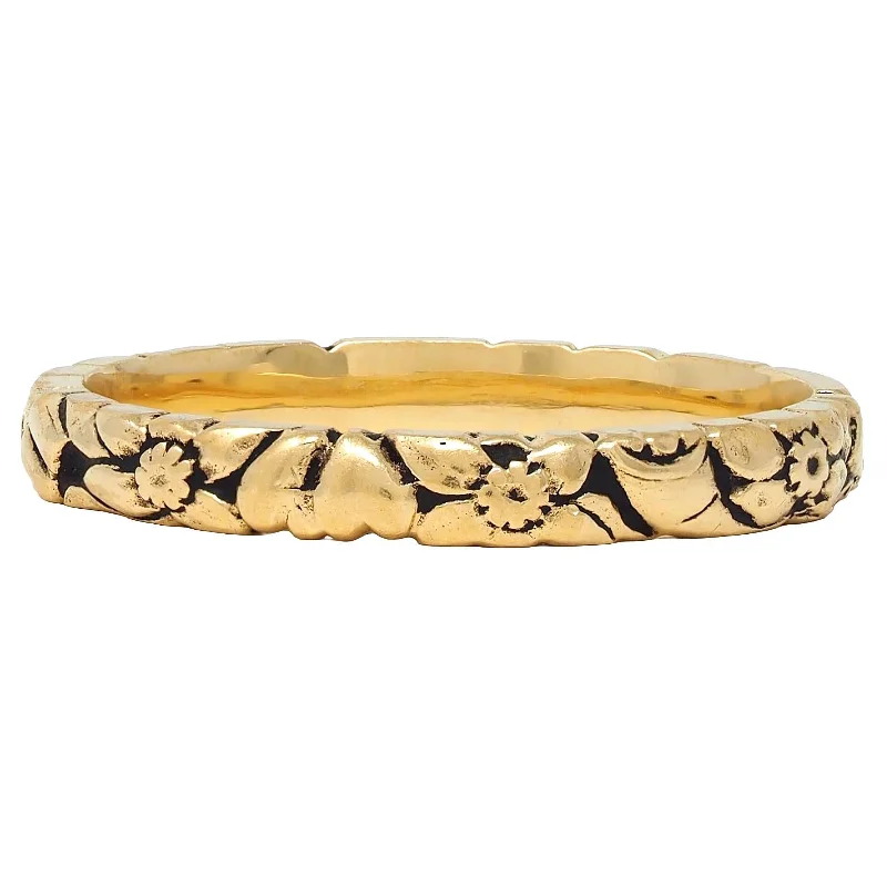 Flash Sale On Exquisite Jewelry – Don't Miss Out Early Art Deco 18 Karat Yellow Gold Orange Blossom Antique Wedding Band Ring
