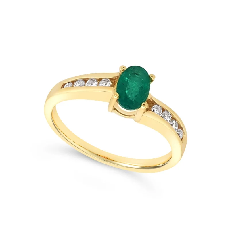 Flash Sale On Stunning Jewelry – Don't Miss Out Oval Emerald and Channel Set Diamond Ring