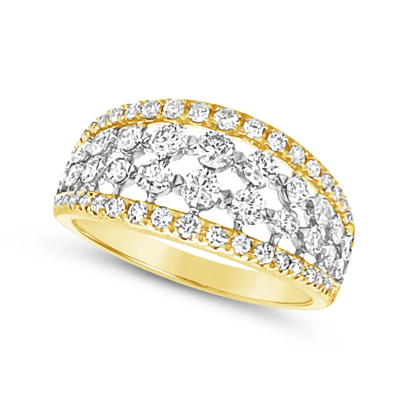 Affordable Glamour – Premium Jewelry At Special Prices Four Row Open Detail Diamond Ring