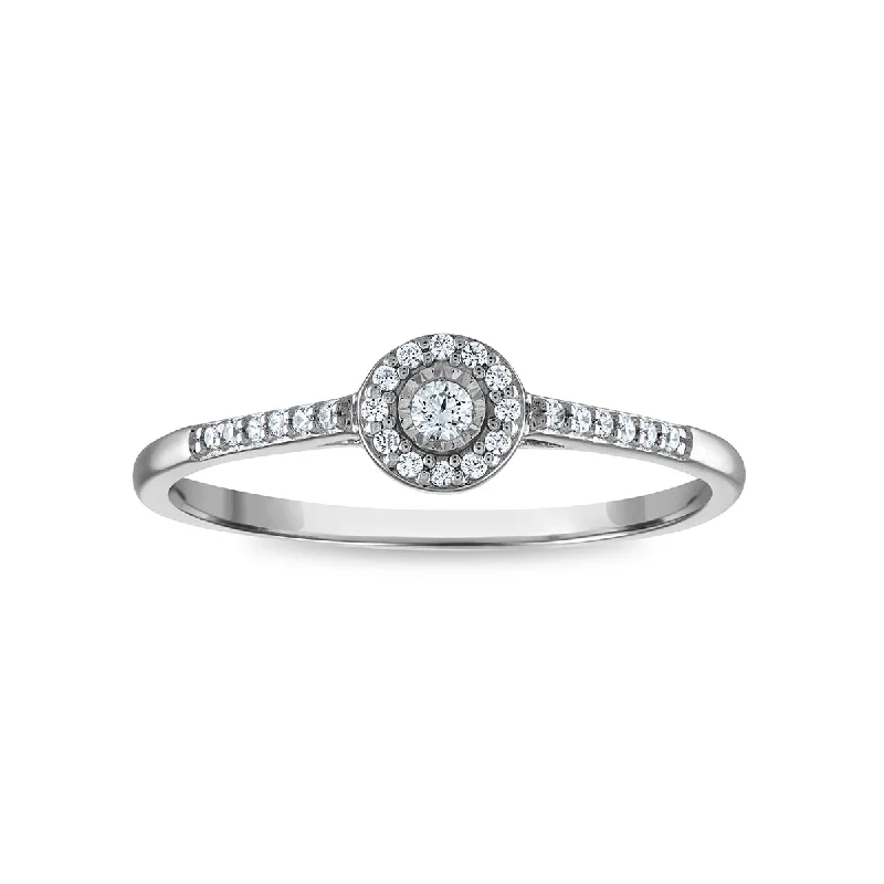 Sparkle For Less – Shop Our Limited-Time Jewelry Deals LoveSong 1/10 CTW Diamond Promise Halo Ring in 10KT White Gold