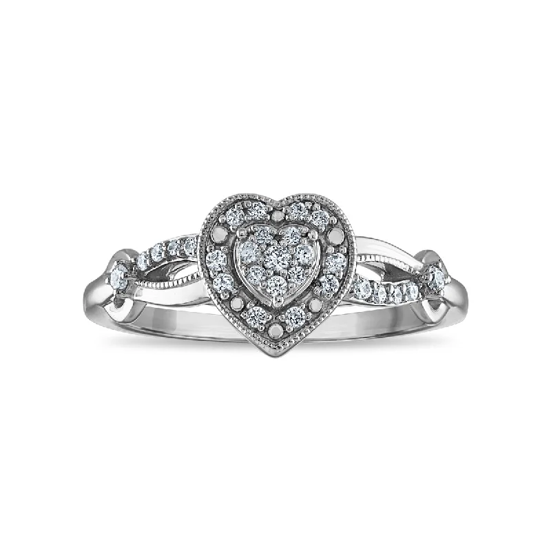 Luxury Meets Affordability – Jewelry Sale Now Live LoveSong EcoLove 1/6 CTW Lab Grown Diamond Halo Promise Ring in Rhodium Plated Sterling Silver