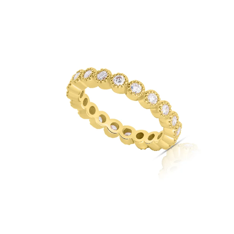 Exclusive Jewelry Discounts – Shop Now For Savings Milgrain Edge Diamond Tapered Design Eternity Band