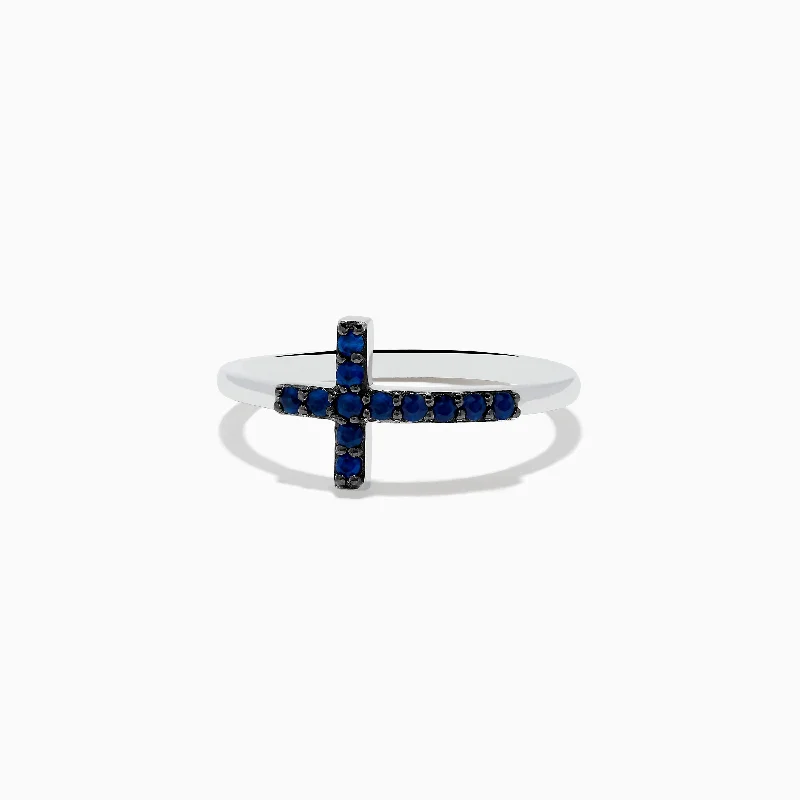 Best Jewelry Sale – Shop Exclusive Designs Now Novelty 14K White Gold Sapphire Cross Ring