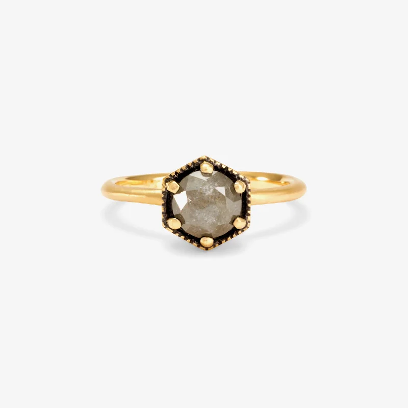 Exclusive Jewelry Bundles At Discounted Rates R2208GY-OOAK | One-of-a-Kind 6.5mm Grey Diamond Hexagon Ring