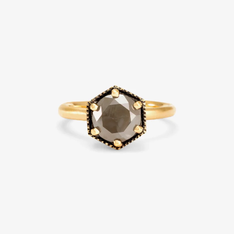 Limited Stock On Premium Jewelry At Low Prices R2209GY2-OOAK | One-of-a-Kind Grey Diamond Hexagon Ring #2