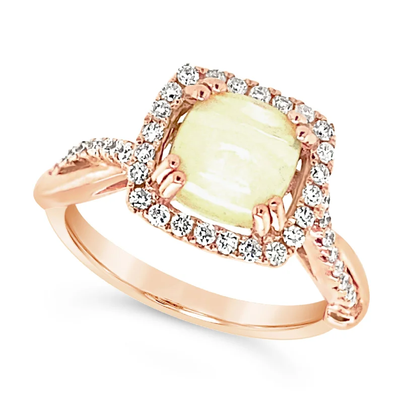 Shine Without Limits – Jewelry Sale Happening Now Opal and Cushion Shaped Diamond Halo Ring