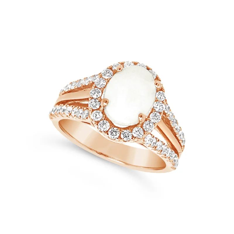 Luxury Meets Affordability – Jewelry Sale Now Live Oval Opal and Diamond Halo Ring