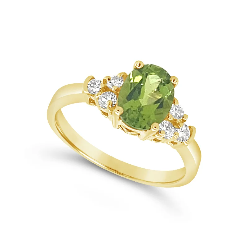 Limited-Stock Jewelry Clearance – Grab Your Favorites Now Oval Peridot and Diamond Detail Ring