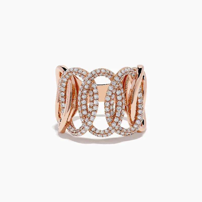 Limited-Stock Jewelry Clearance – Grab Your Favorites Now Pave Rose 14K Rose Gold Interlocking Circles Diamond Ring 1.04 TCW