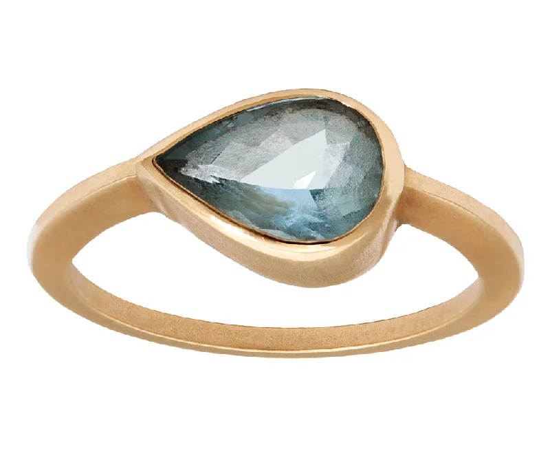 Don't Miss Our Biggest Jewelry Sale Of The Season 3ct Pear Aquamarine & Gold Bezel Ring