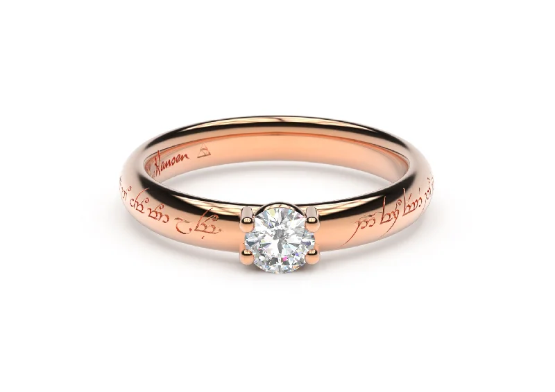 Get The Sparkle You Love At Prices You Adore Contemporary Elvish Engagement Ring - Slim, Red Gold