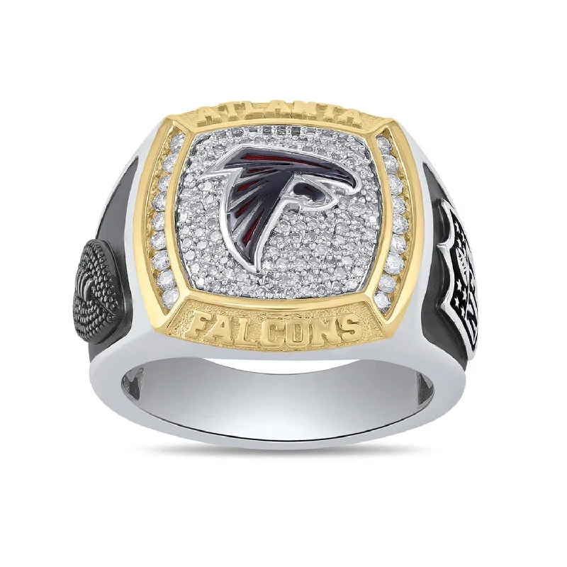 Affordable Luxury Jewelry For Every Occasion True Fans Fine Jewelry Atlanta Falcons 1/2 CTW Diamond Ring in Sterling Silver