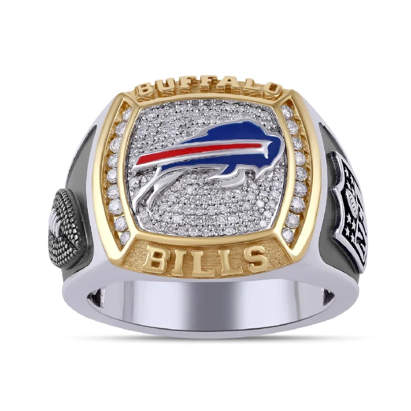 Jewelry Clearance Sale – Final Reductions True Fans Fine Jewelry Buffalo Bills 3/8 CTW Diamond Ring in Sterling Silver